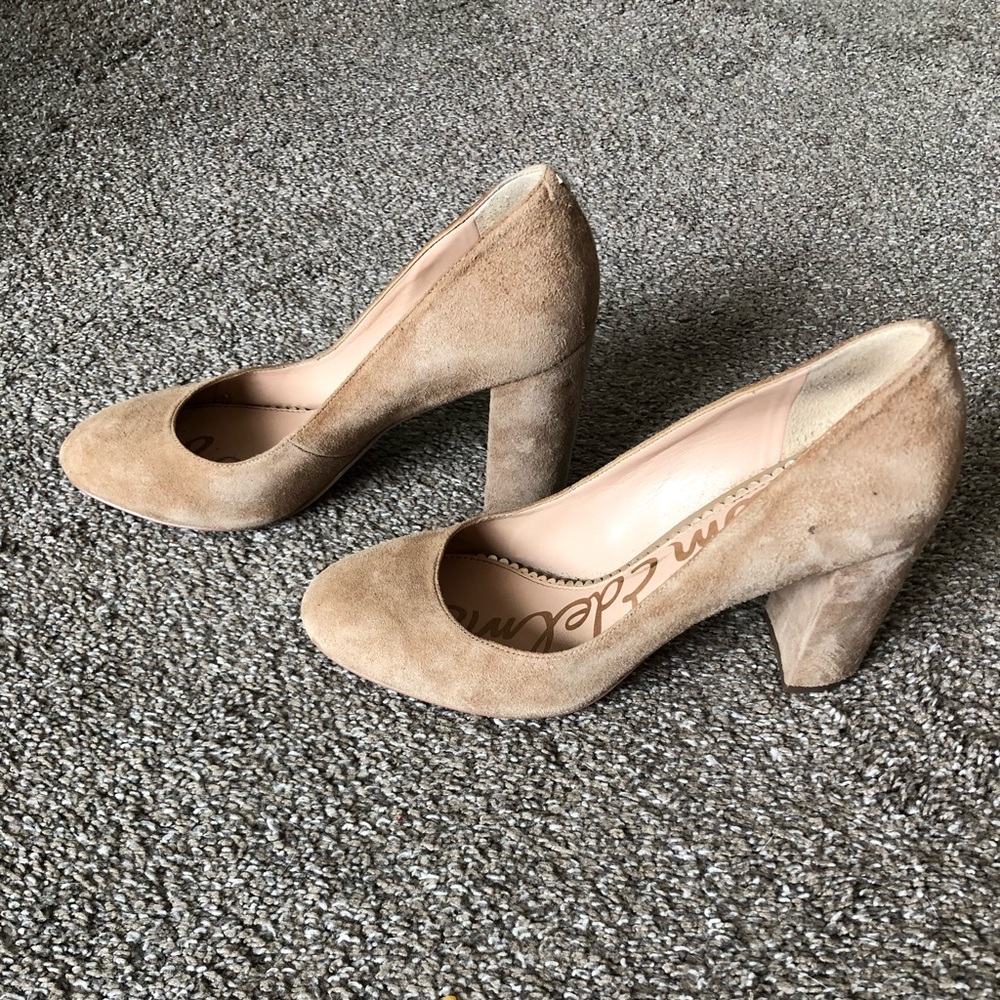 Sam Edelman Chunky Suede beige heel work